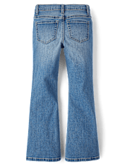 Girls Rhinestone Star High Rise Flare Jeans