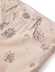 Girls Floral High Rise Flare Jeans