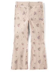 Girls Floral High Rise Flare Jeans