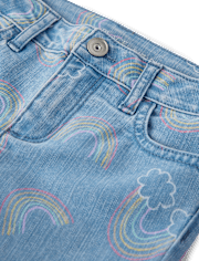 Girls Rainbow High Rise Flare Jeans