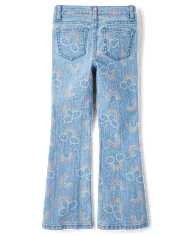 Girls Rainbow High Rise Flare Jeans
