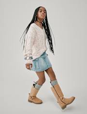 Girls Denim Cargo Skirt