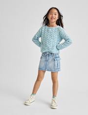 Girls Denim Cargo Skirt