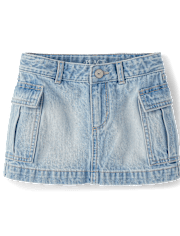 Girls Denim Cargo Skirt
