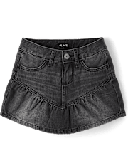 Girls Denim Ruffle Skort