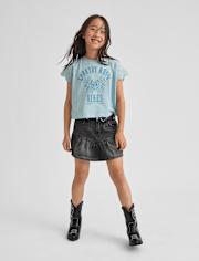 Girls Denim Ruffle Skort