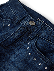 Girls Studded Wide Leg Jeans