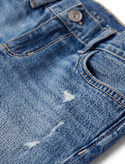 Girls Ripped Roll Cuff Straight Jeans