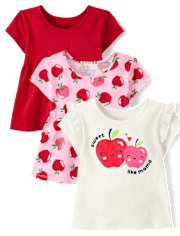 Toddler Girls Apple Top 3-Pack