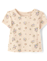 Baby And Toddler Girls Floral Pointelle Baby Tee