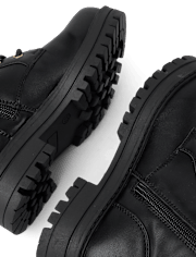 Girls Heart Charm Combat Boots