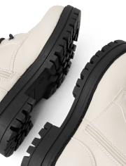 Girls Heart Charm Combat Boots