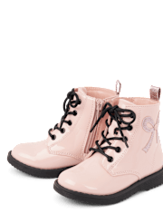 Toddler Girls Glitter Bow Combat Boots