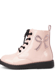 Toddler Girls Glitter Bow Combat Boots