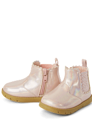 Baby And Toddler Girls First Steps Scalloped Chelsea Boots