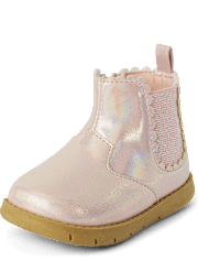 Baby And Toddler Girls First Steps Scalloped Chelsea Boots
