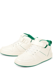 Kids Contrast Cuff Mid Top Sneakers