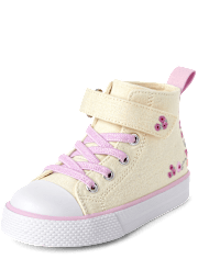 Toddler Girls Embroidered Floral High Top Sneakers