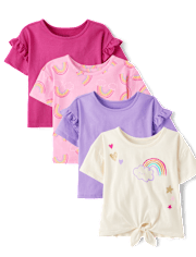 Toddler Girls Rainbow Top 4-Pack