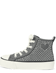 Girls Rhinestone Heart High Top Sneakers