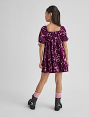 Girls Floral Ruffle Fit And Flare Dress