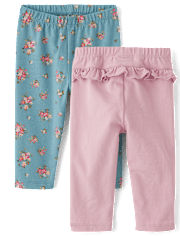 Baby Girls Floral Ruffle Leggings 2-Pack
