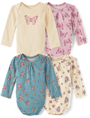 Baby Girls Butterfly Bodysuit 4-Pack