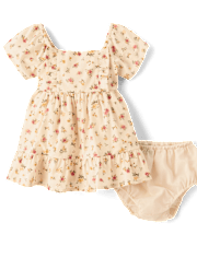 Baby Girls Floral Ruffle Fit And Flare Dress
