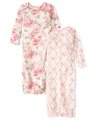 Baby Girls Floral Sleeper Gown 2-Pack