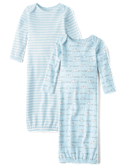 Baby Boys Striped Sleeper Gown 2-Pack