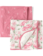 Lot de 2 couvertures d'emmaillotage à fleurs pour bébé fille