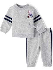 Baby Boys Embroidered Varsity Premium Fleece 2-Piece Playwear Set