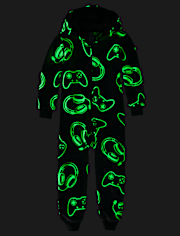 Boys Glow Gamer Sherpa One Piece Pajamas