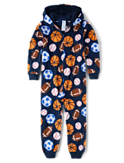 Boys Sports Microfleece One Piece Pajamas