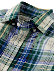 Boys Plaid Poplin Button Up Shirt
