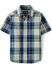 Boys Plaid Poplin Button Up Shirt
