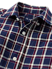 Boys Plaid Poplin Button Up Shirt