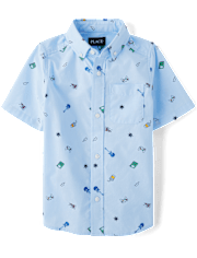 Boys Doodle Poplin Button Up Shirt