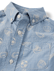 Boys Doodle Poplin Button Up Shirt