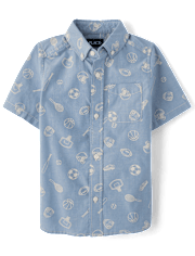 Boys Doodle Poplin Button Up Shirt