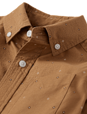 Boys Print Poplin Button Up Shirt