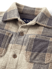 Kids Plaid Knit Button Up Shirt