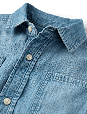 Kids Chambray Utility Button Up Shirt
