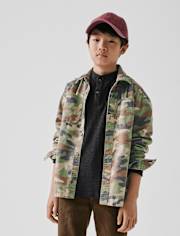 Chemise boutonnée utilitaire camouflage pour enfant