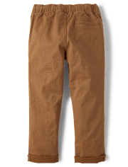 Boys Stretch Roll Cuff Pull On Chino Pants