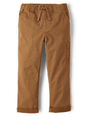 Boys Stretch Roll Cuff Pull On Chino Pants