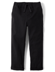 Boys Stretch Roll Cuff Pull On Chino Pants