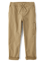 Boys Stretch Roll Cuff Pull On Chino Pants