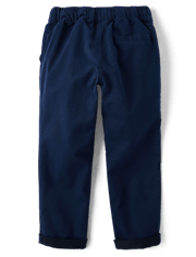 Boys Stretch Roll Cuff Pull On Chino Pants