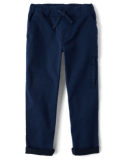 Boys Stretch Roll Cuff Pull On Chino Pants